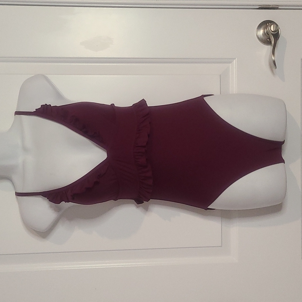 J Crew Purple Ruffle Swimuit